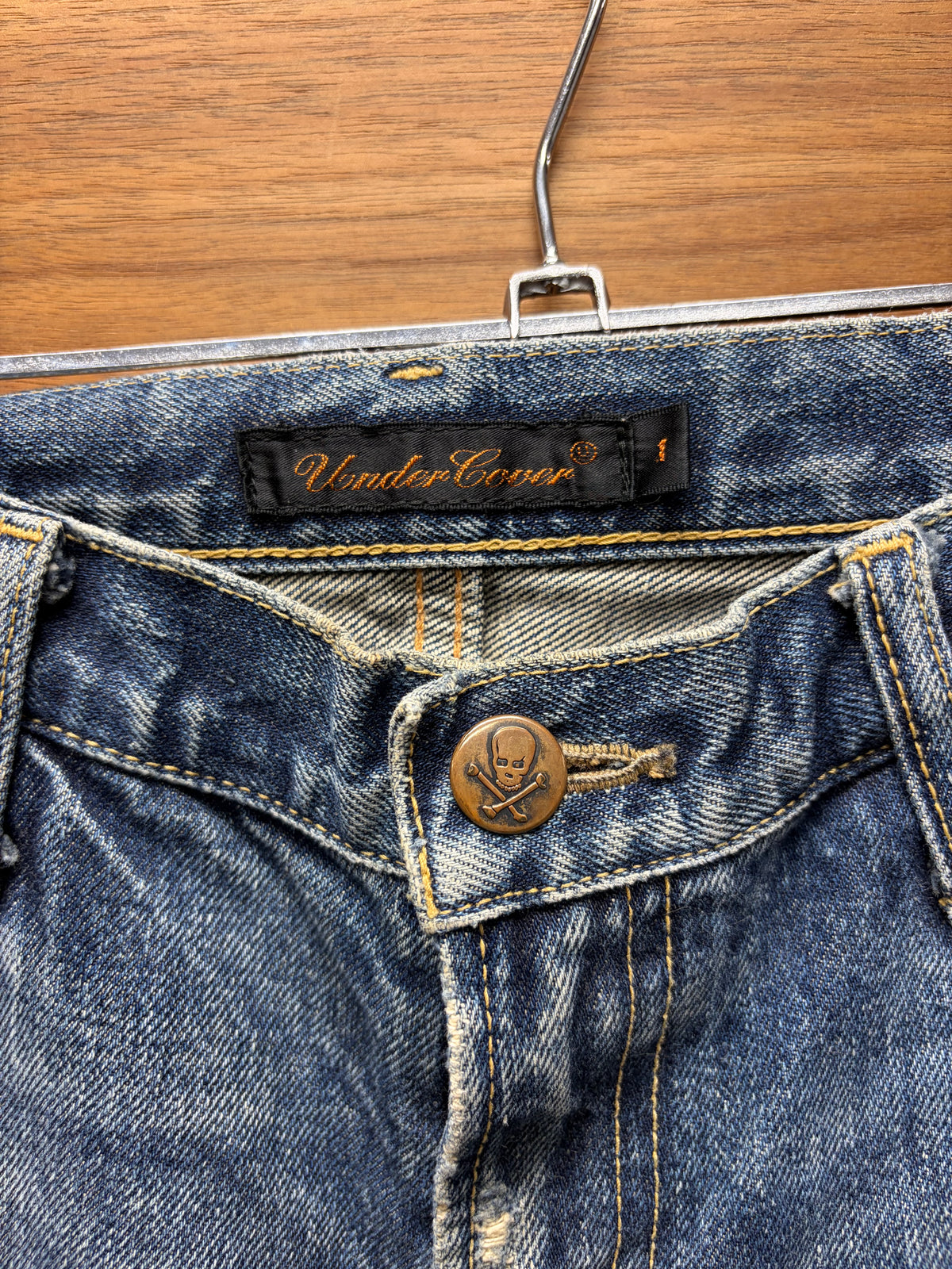 SS2005 Undercover ‘But Beautiful’ 60 Red Yarn Distressed Blue Denim