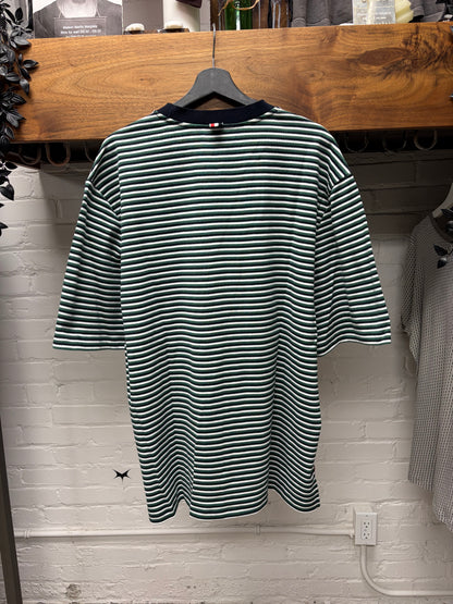 Thom Browne Green/White Patch Logo ‘Ringer’ Short Sleeve Shirt