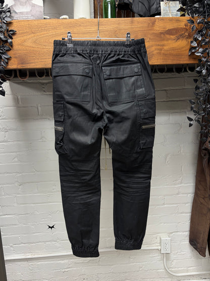 SS2022 Rick Owens ‘Fogachine’ Black Nylon Drawstring Cargo Joggers