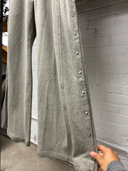 Rick Owens Melange Grey ‘Pusher’ Wide Leg Button Snap Sweatpants
