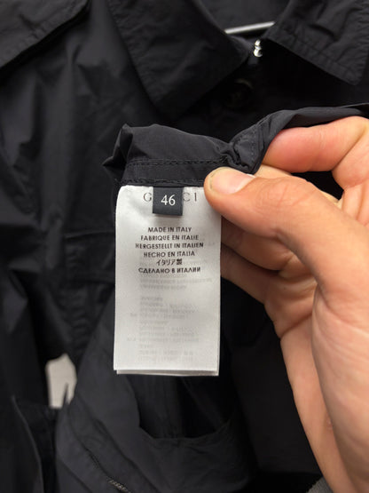 2000s Gucci Black Nylon Shell Military Inspired Field Jacket