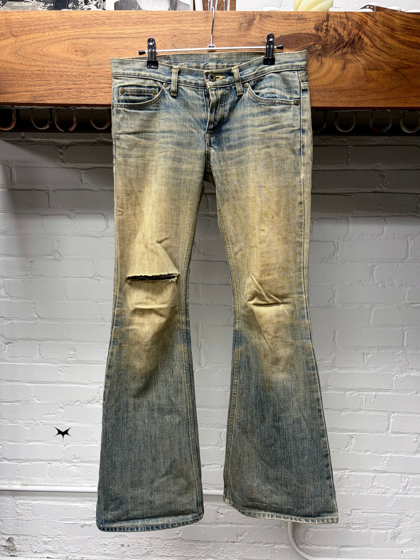 Hysteric Glamour Dirt Washed Blue Flared Leg Denim