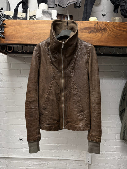 AW2009 Rick Owens ‘Crust’ Dust Bitter Lambskin Leather High Neck Jacket