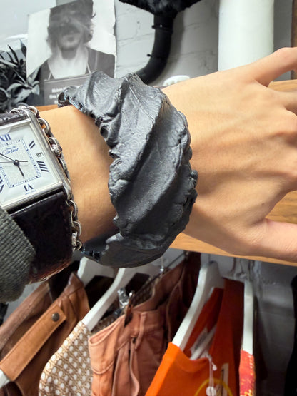 SS2023 Balenciaga ‘Tyre’ Melted ‘Mudshow’ Rubber Black Bangle Bracelet