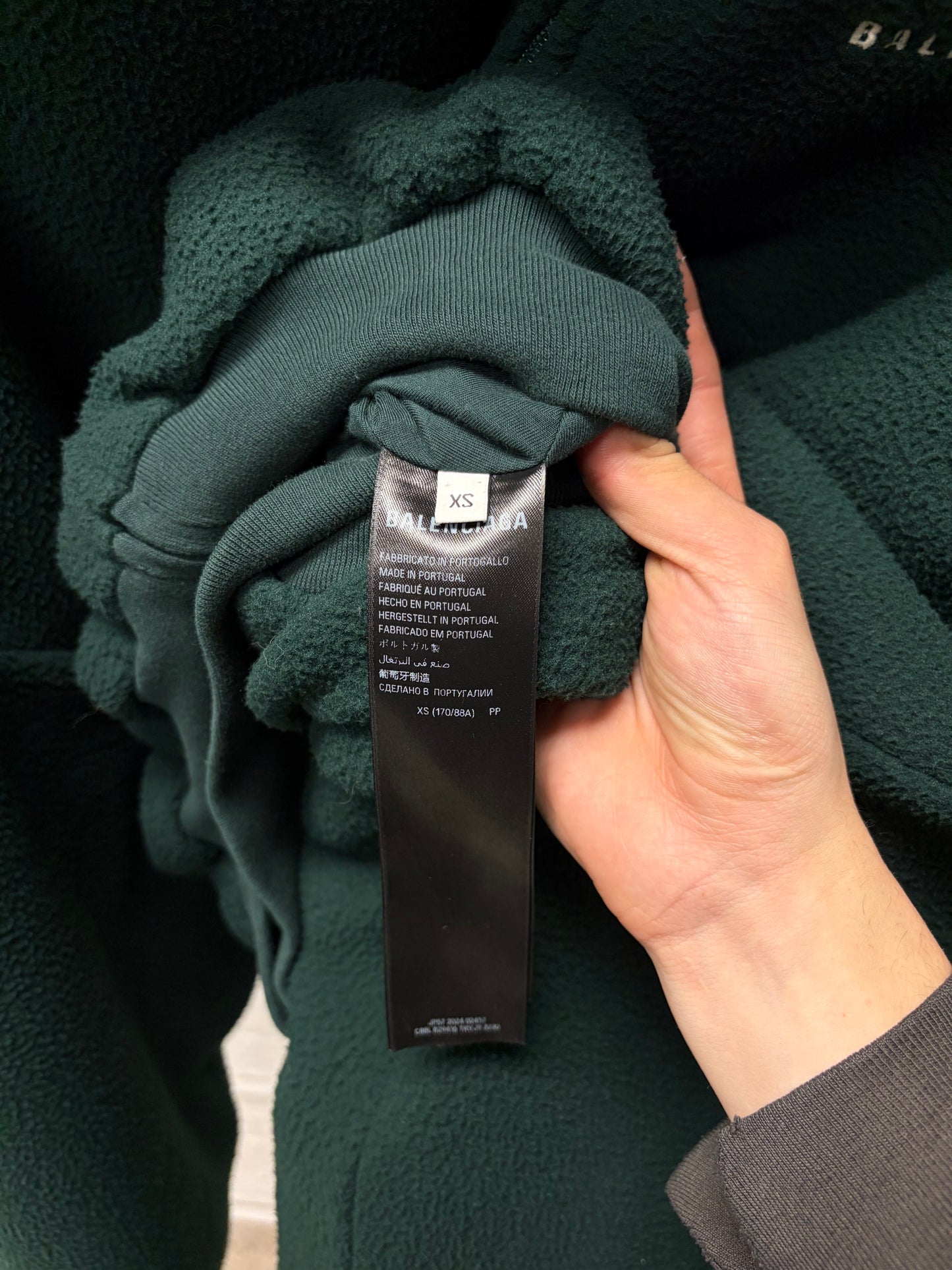 SS2025 Balenciaga ‘Sports Loop Icon’ Cropped Green Heavy Fleece Jacket