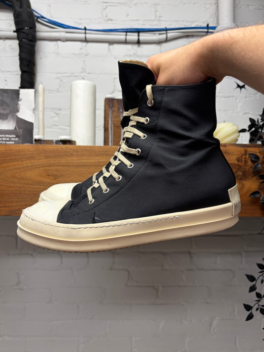 Rick Owens DRKSHDW Black Cotton/Nylon ‘Ramones’ High Top Sneakers