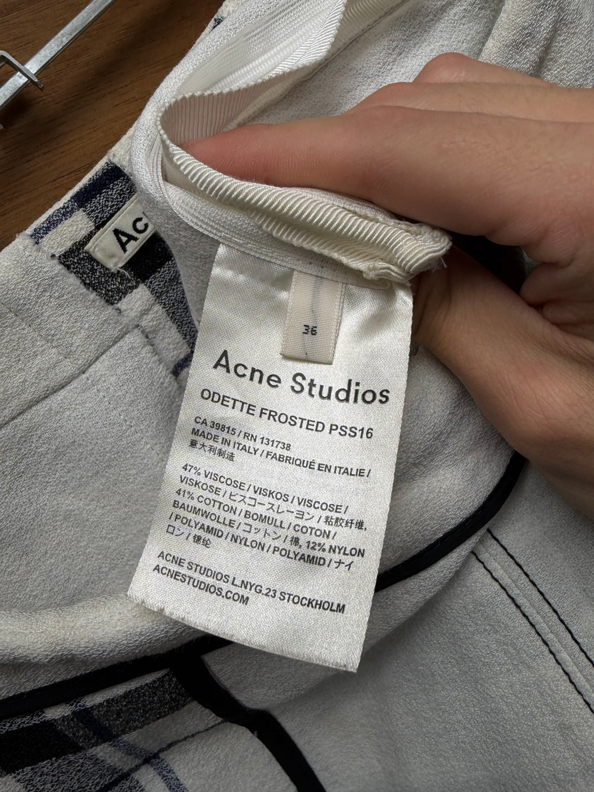 SS2016 Acne Studios ‘Odette Frosted’ Plaid 3/4 Length Sweatpants