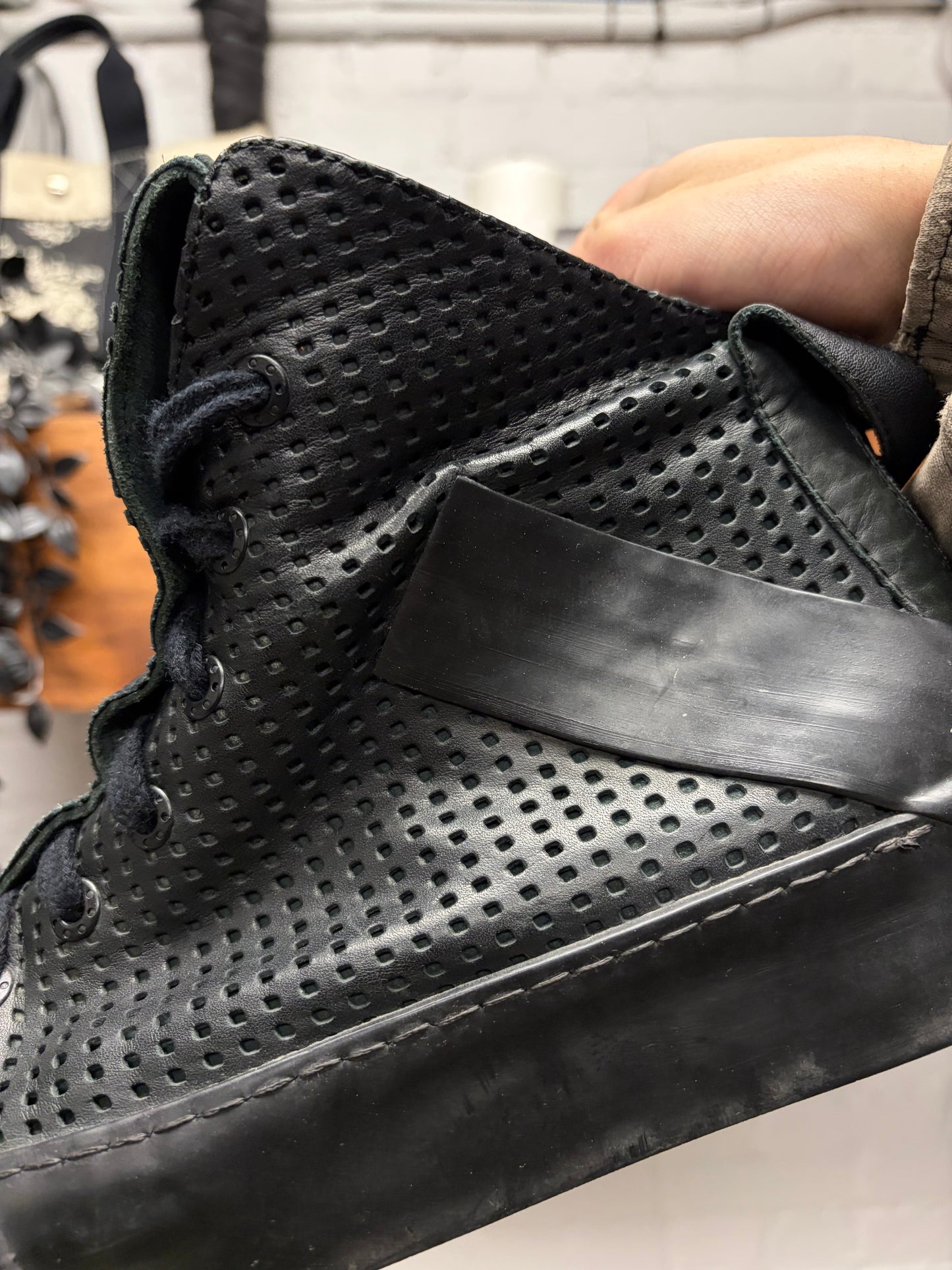 Boris Bidjan Saberi ‘Lazer Cut’ Calfskin Leather High Top Sneakers