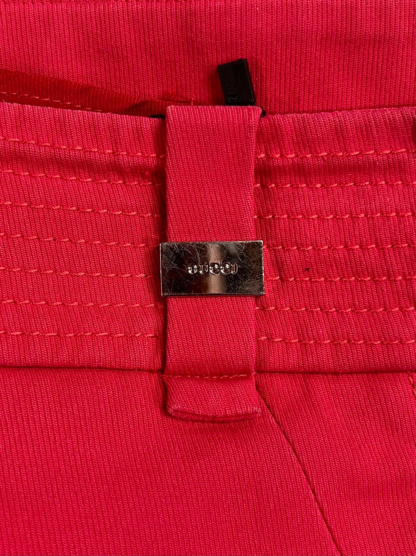 Late 2000s Gucci Red Denim Mini Shorts