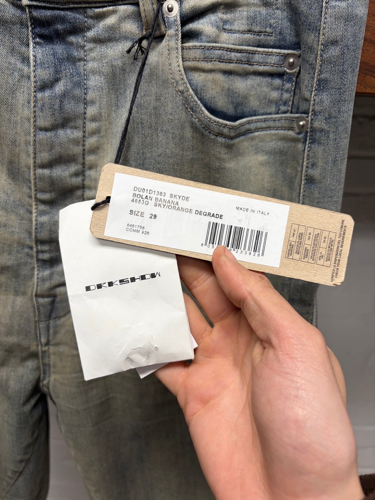 Rick Owens ‘Bolans Banana Cut’ Degrade Sky/Orange Flared Leg Denim
