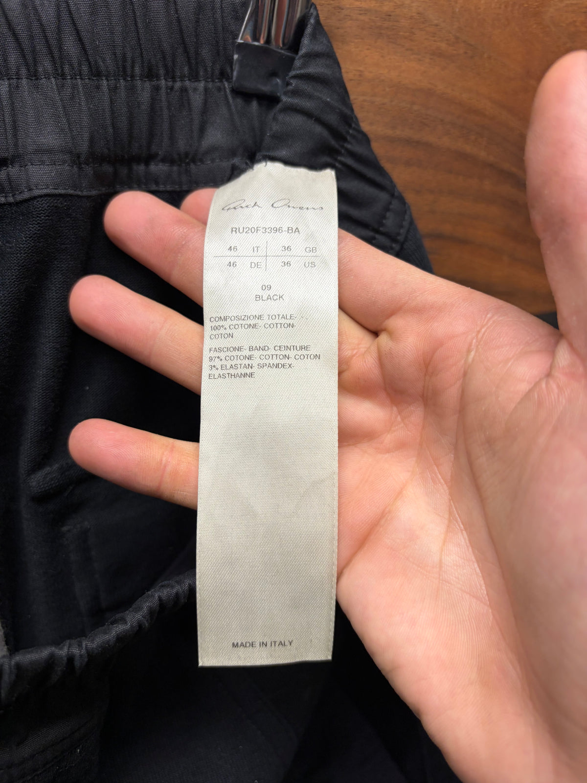 AW2020 Rick Owens ‘Performa’ Black Cotton ‘Cargo Joggers’