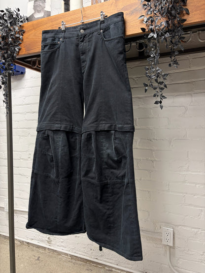 2024 Balenciaga Convertible Flared Black Hybrid Denim/Cargo Pants