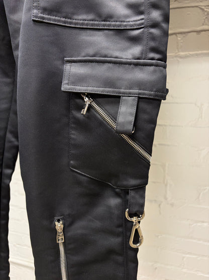 Alexander McQueen Black Satin Finished ‘Punk’ Pants