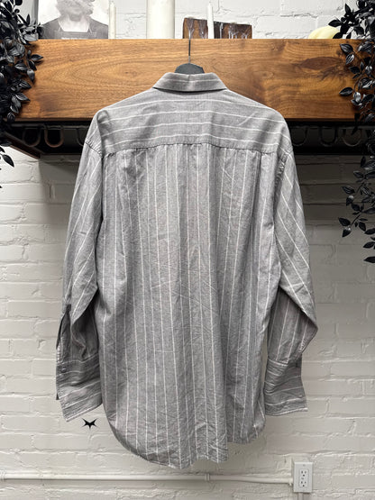 Vintage Dior Striped Grey Cotton Button Up Shirt