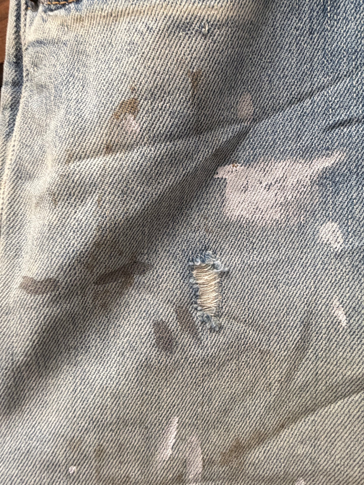 2023 Acne Studios Paint Splatted ‘Super Baggy’ Light Wash Denim