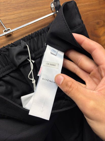 Givenchy by MMW Elasticated Waistband Black Pleated Straight Leg Trousers