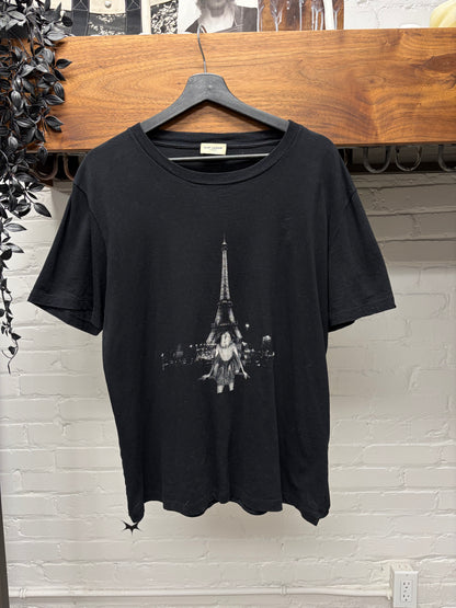 Saint Laurent SS2018 Saint Laurent ‘Eiffel Tower’ Black Graphic T-Shirt