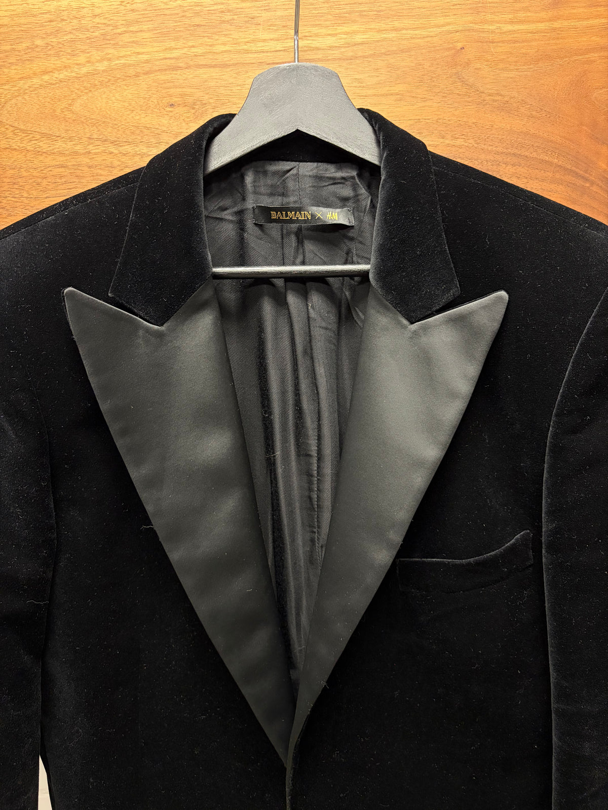 AW2015 Balmain x H&M Velvet ‘Smoking Jacket’ Single Button Blazer