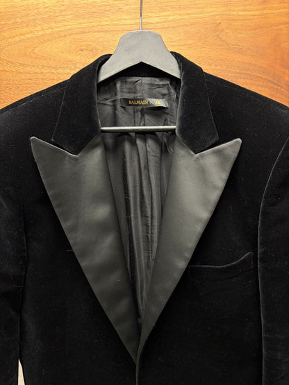 AW2015 Balmain x H&M Velvet ‘Smoking Jacket’ Single Button Blazer