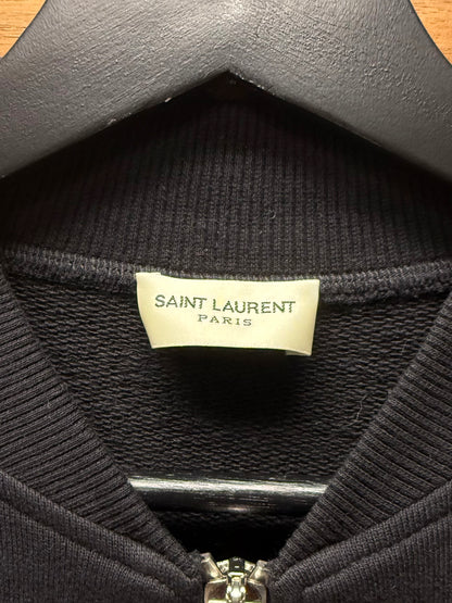 2014 Saint Laurent by Hedi Slimane Waxed Vinyl Sleeve Sweatshirt Bomber