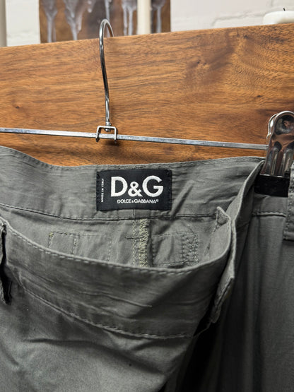 2000s Dolce & Gabbana Military Green 3D Pocket Cargo Pants