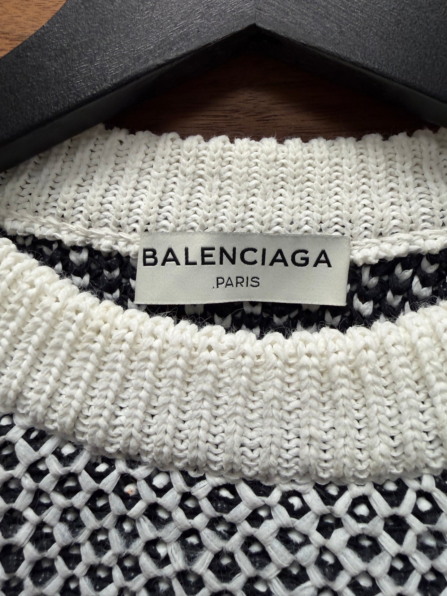 2013 Balenciaga White Mesh Layered Knit Sweater