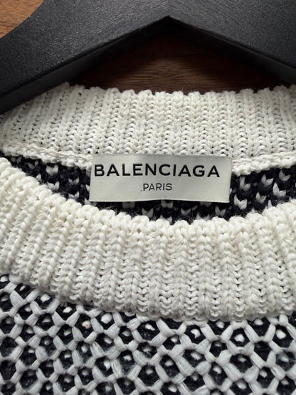 2013 Balenciaga White Mesh Layered Knit Sweater