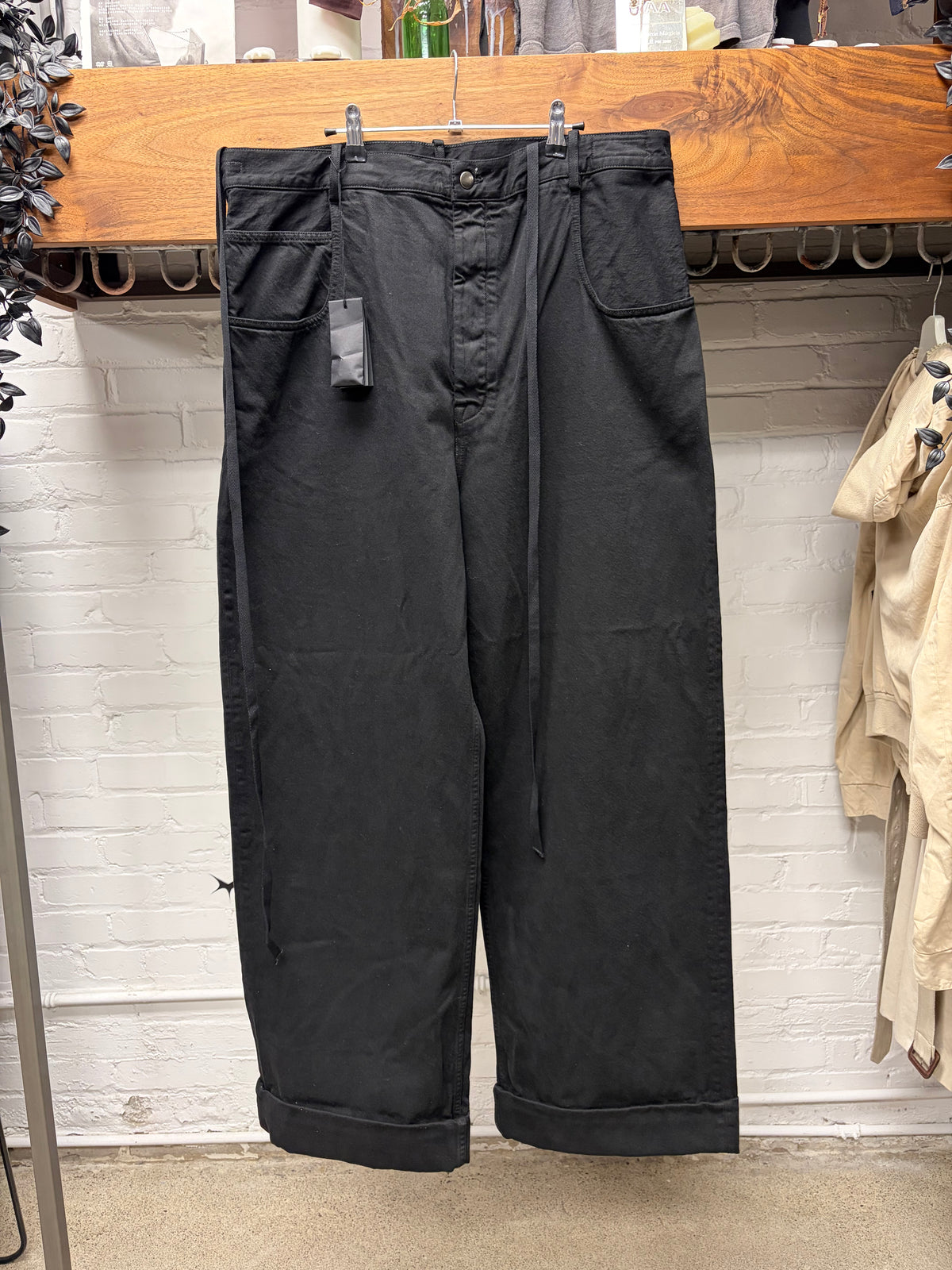 Ann Demeulemeester ‘Michael’ Wide Leg 5-Pocket Black Denim Trousers