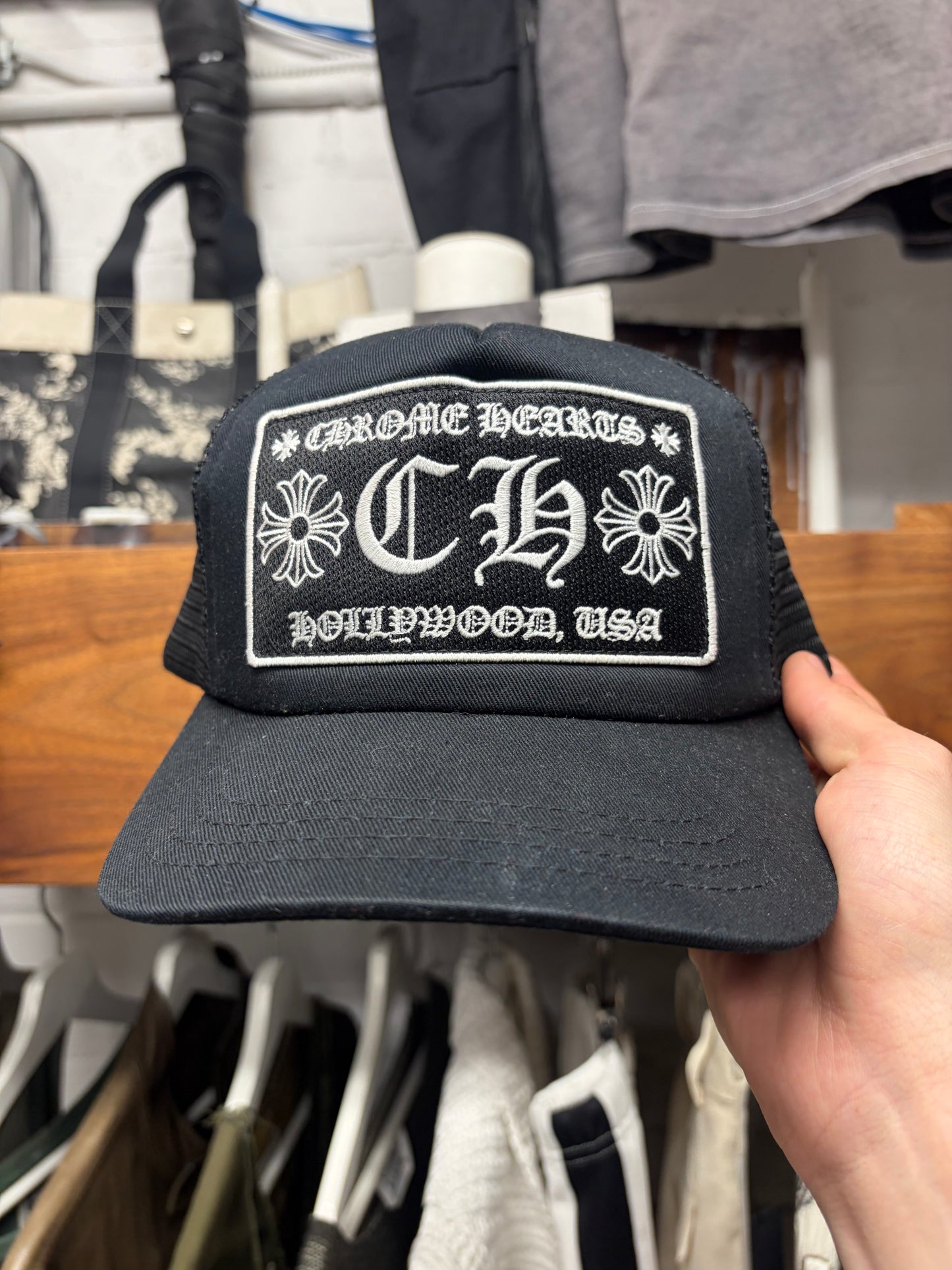 Chrome Hearts ‘Hollywood’ Store Exclusive Black Trucker Hat