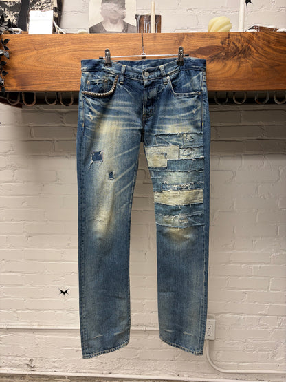 Hysteric Glamour Studded Blue ‘Patchwork’ Skinny Jeans