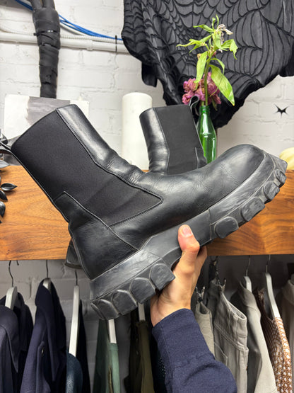 Rick Owens Beatle Bozo Leather Platform Sole Boots