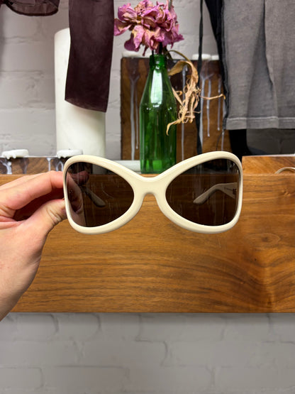 Acne Studios Cream White ‘Bug Eye’ Wraparound Lens Sunglasses