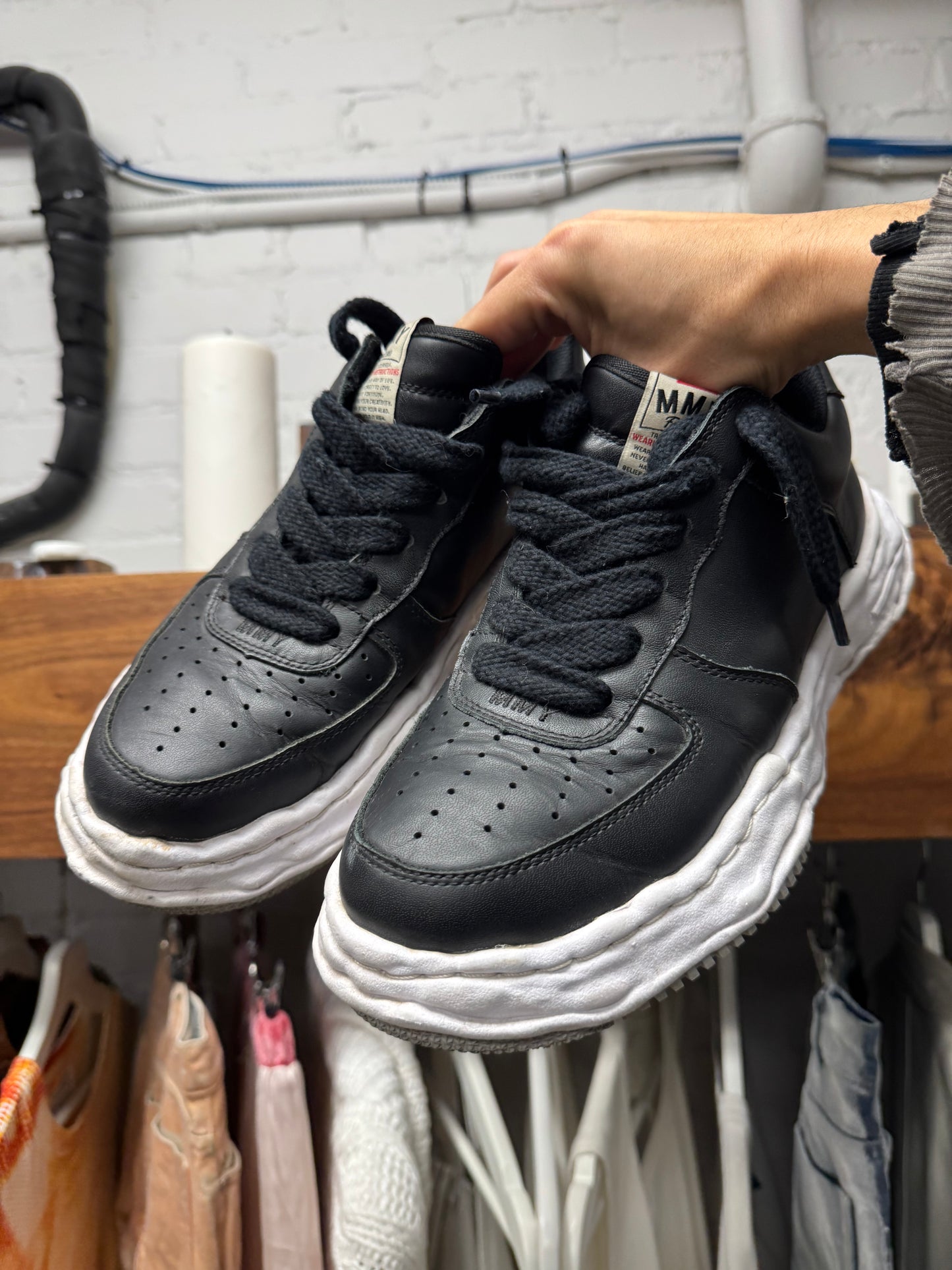Mihara Yasuhiro ‘Melted’ Black/White Leather Low Top Sneakers