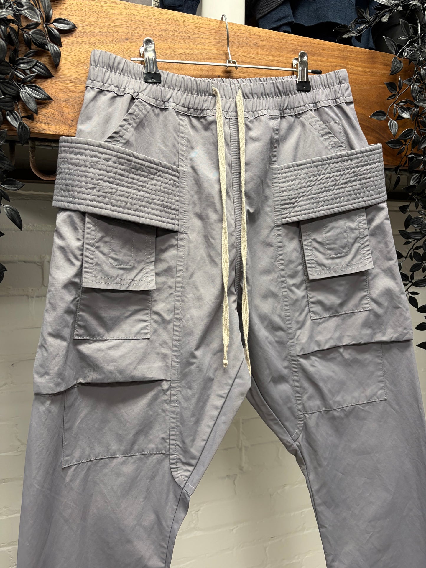 2018 Rick Owens ‘Creatch’ Blu/Grey Drawstring Cargo Pants