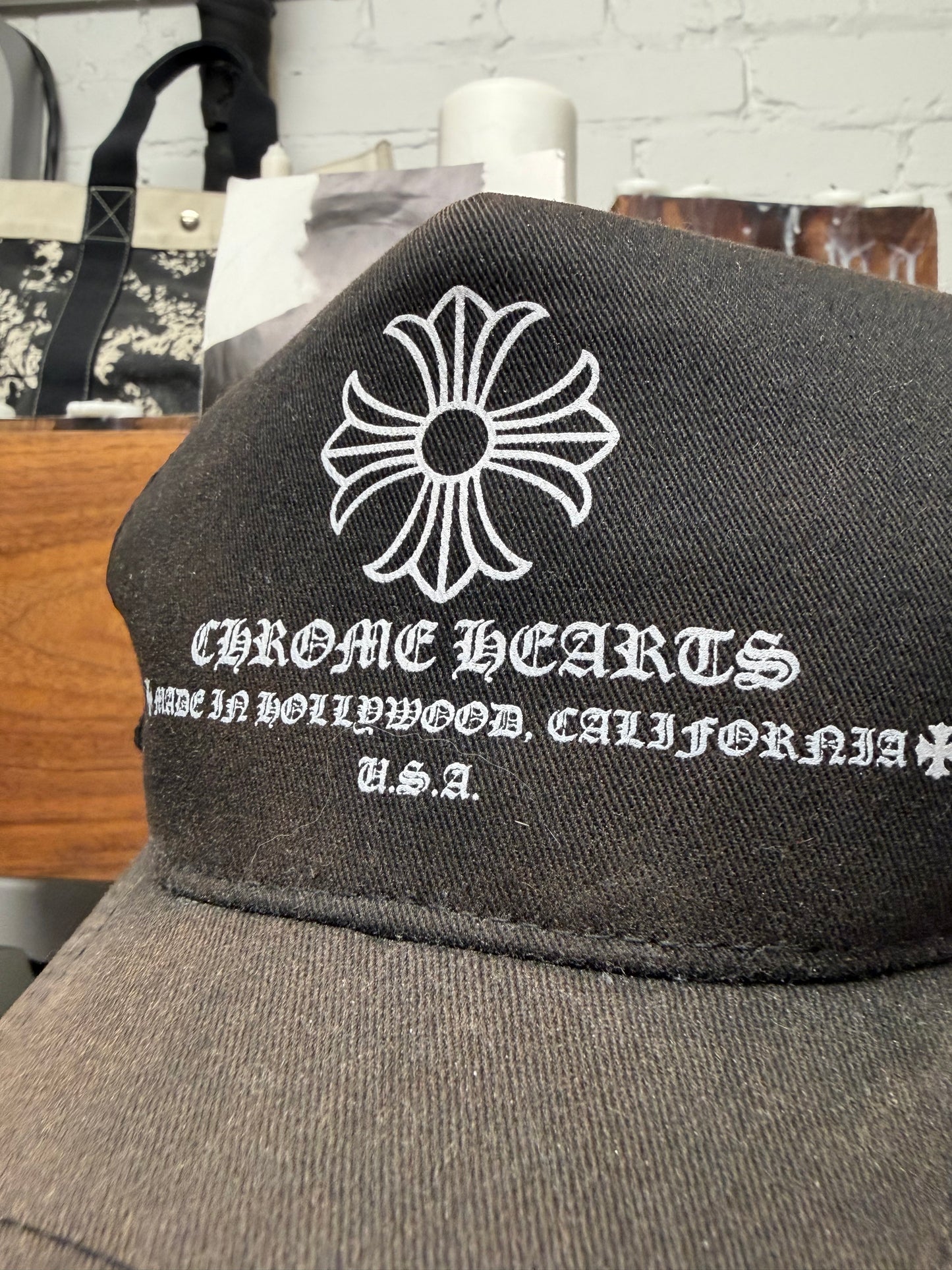 Vintage Chrome Hearts ‘Plus Cross’ Faded Black Trucker Hat
