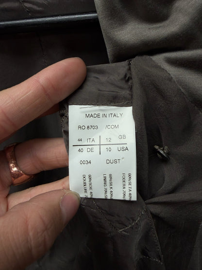 Rick Owens O&M era Silk/Leather Hybrid Dust Brown Scoop Neck Jacket