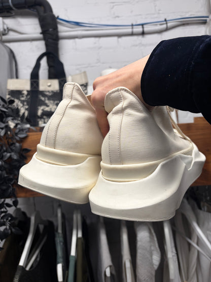 Rick Owens Milk White ‘Abstract Sole’ Low Top Sneakers