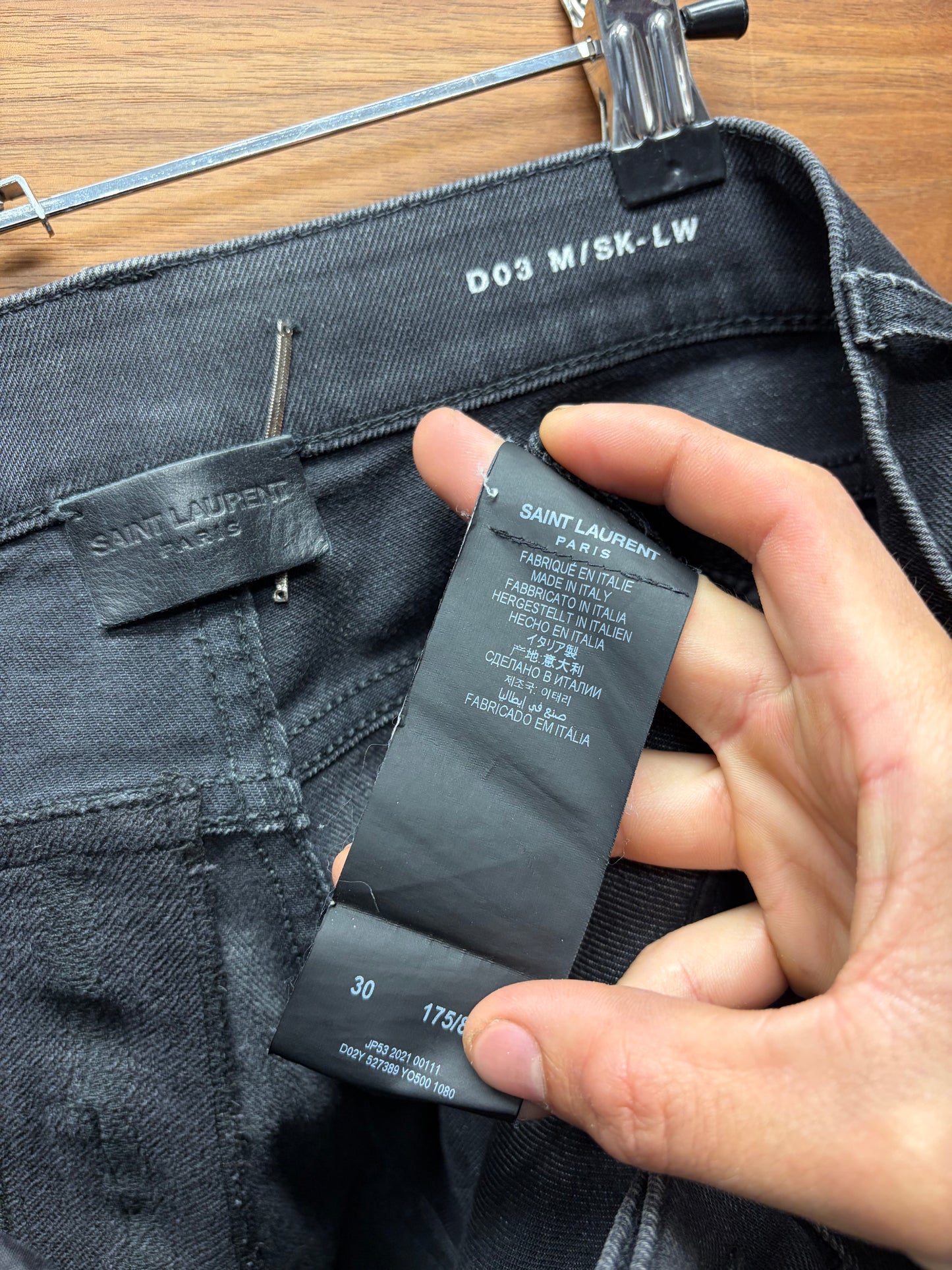 2021 Saint Laurent ‘D03’ Washed Black Skinny Jeans