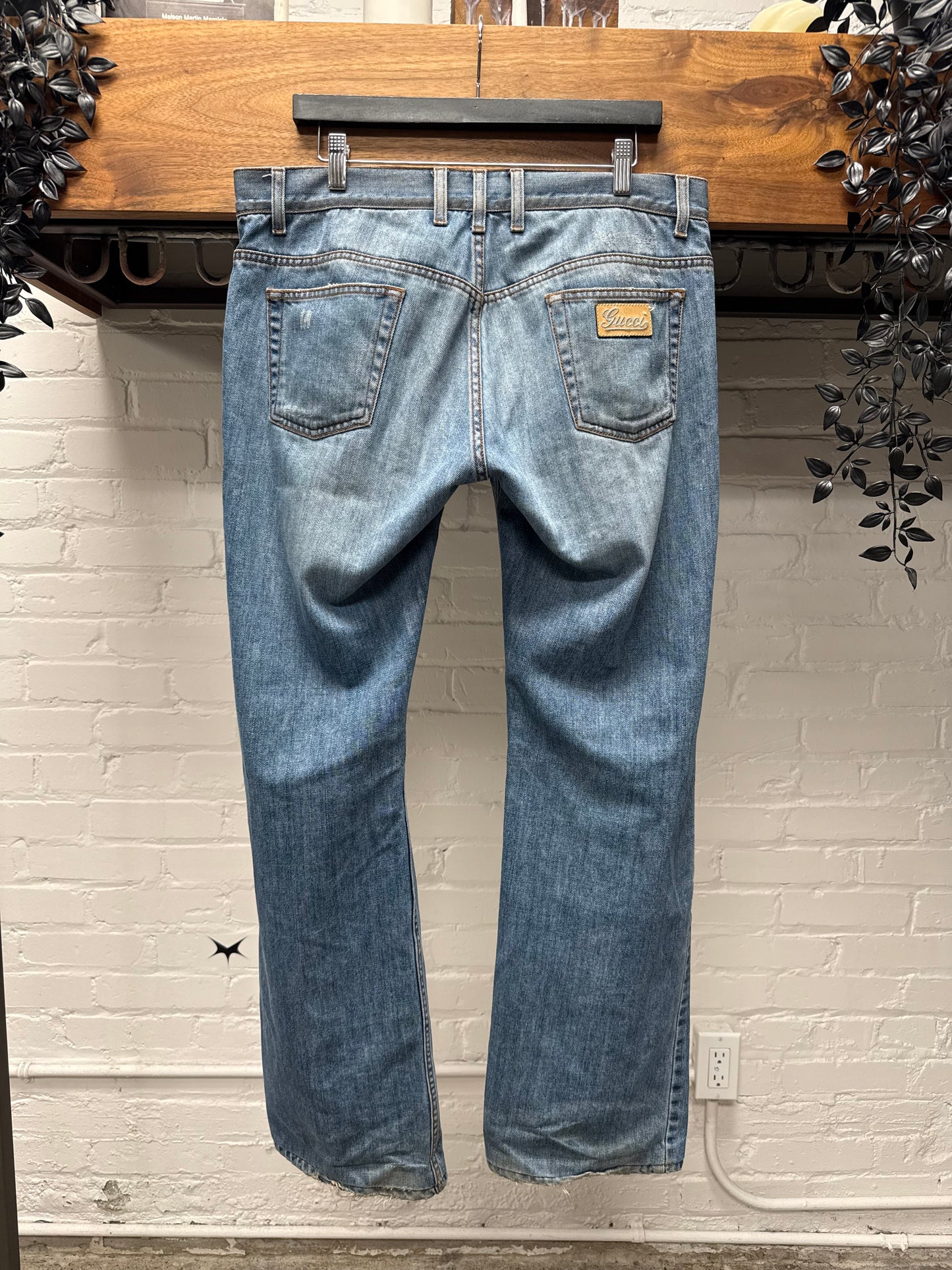 2000s Gucci ‘Washed Blue’ Low Rise Flared Leg Denim