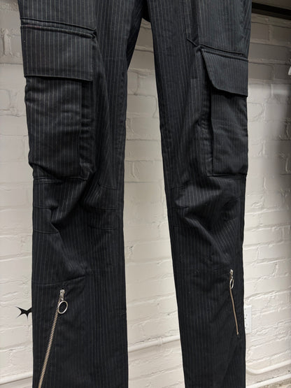 Kris Van Assche Black Pinstripe Skinny Fit Cargo Trousers