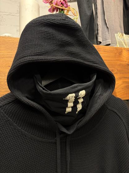 11 by Boris Bidjan Saberi Thermal Cotton Black ‘Mask & Thumbhole’ Hoodie