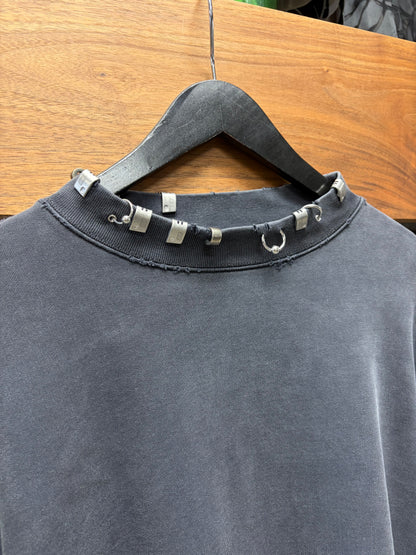 AW2024 Balenciaga ‘Piercing’ Faded Black Mock Neck Long Sleeve Shirt