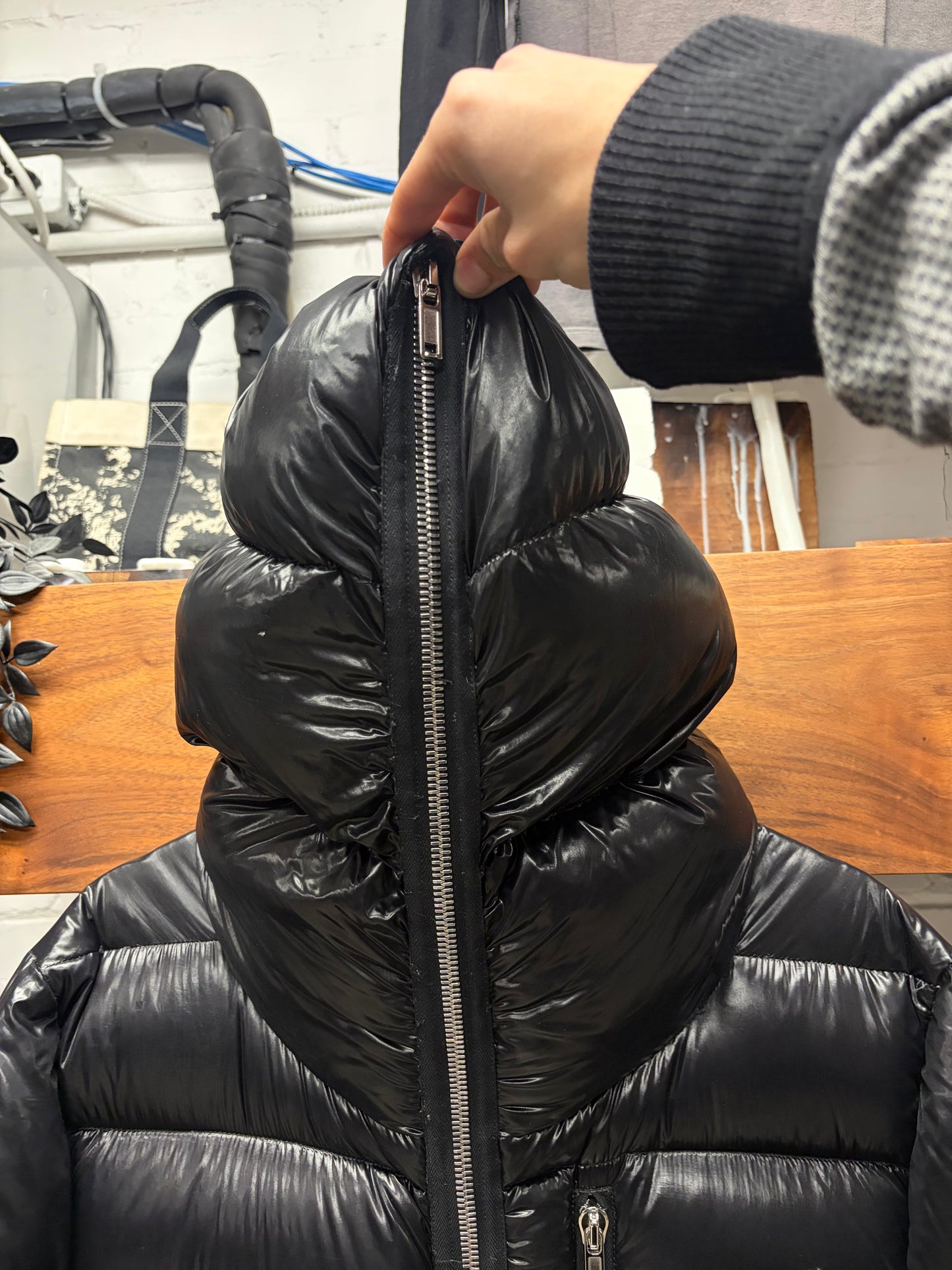 AW2024 Rick Owens ‘Porterville’ Full-Zip Black ‘Gimp’ Down Filled Puffer Jacket
