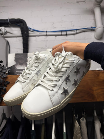 Saint Laurent ‘SL/06’ Silver/White Leather Court Low Top Sneakers