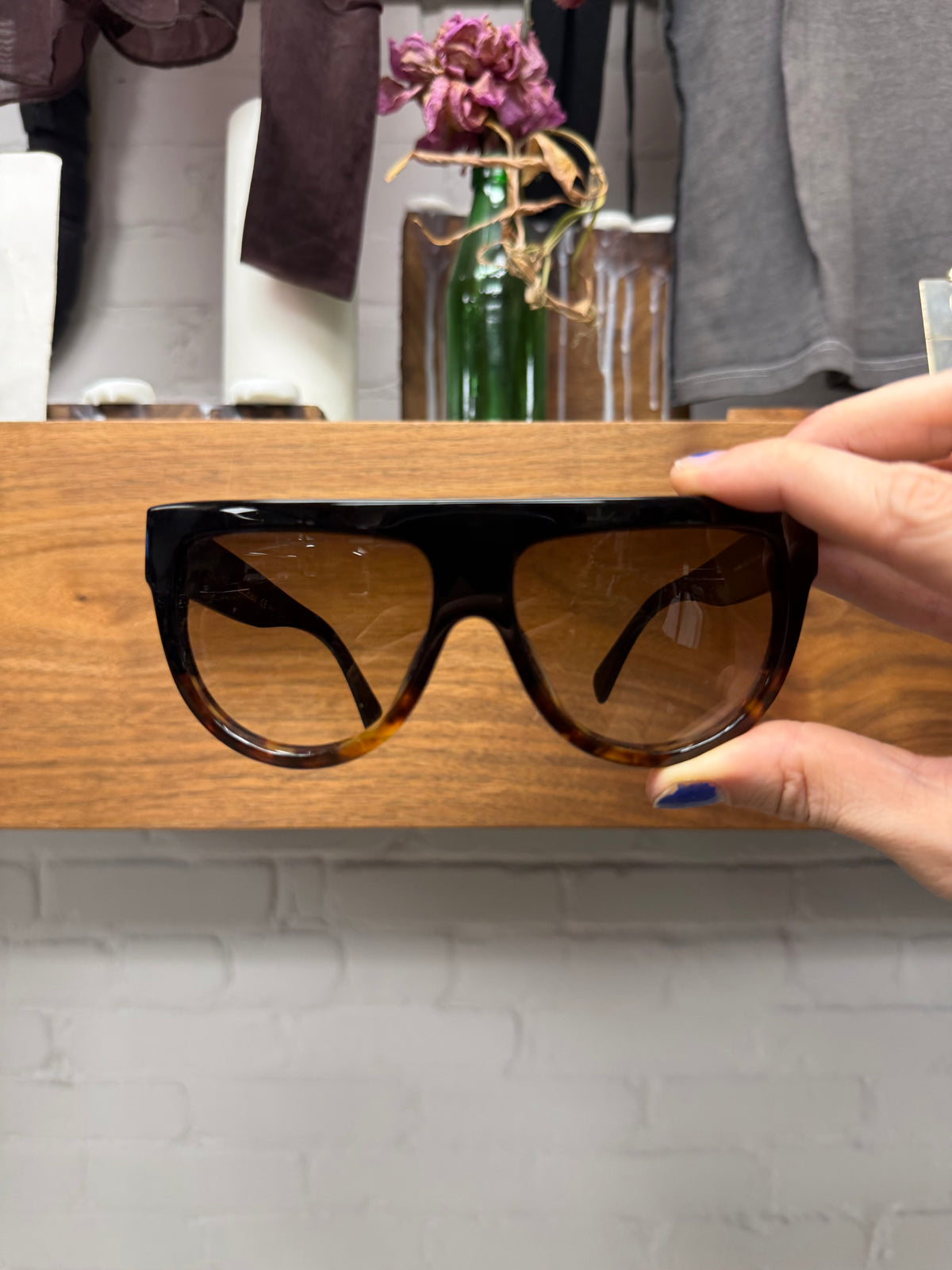Celine ‘Shadow’ Tortoiseshell Brown Tinted Aviator Sunglasses
