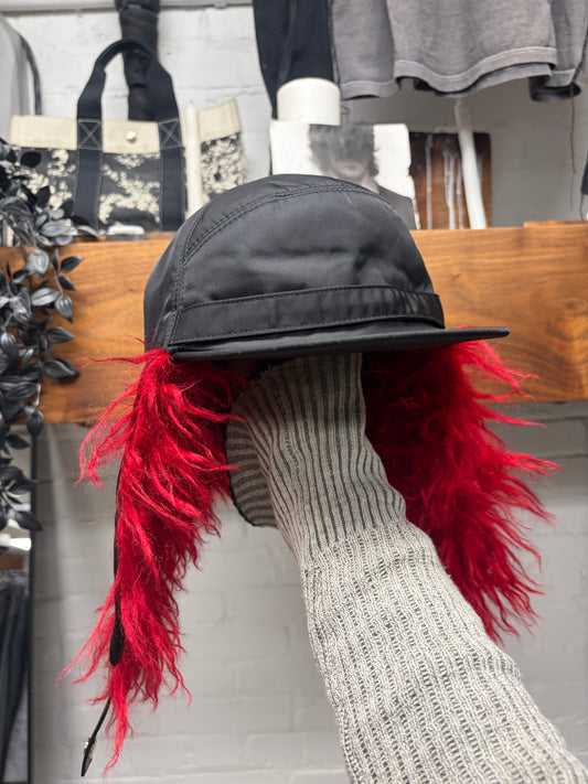 AW2019 Prada Red Fur Nylon Ushanka ‘Trapper’ Hat