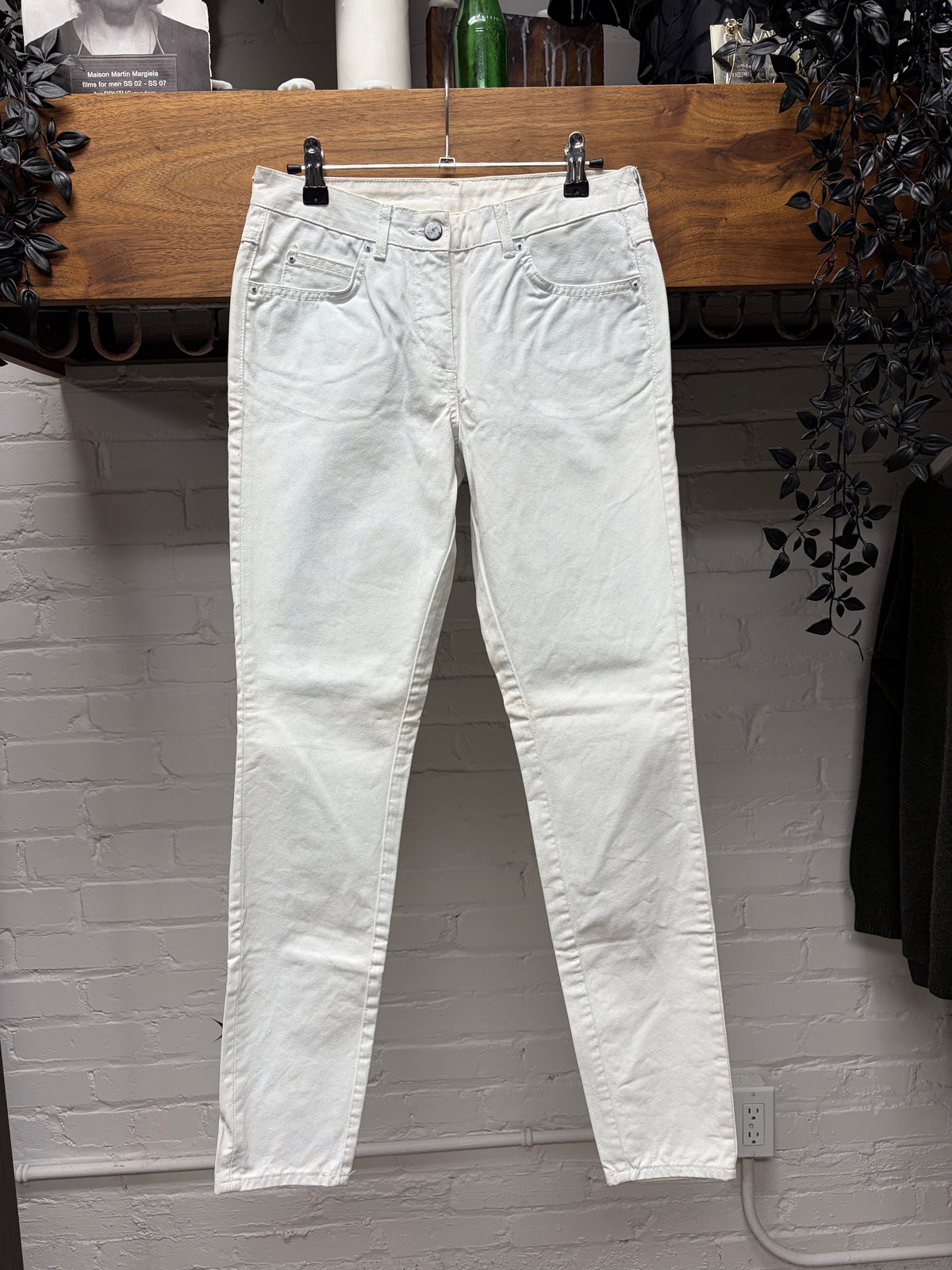 2012 Maison Margiela x H&M White Paint Cracked Skinny Jeans