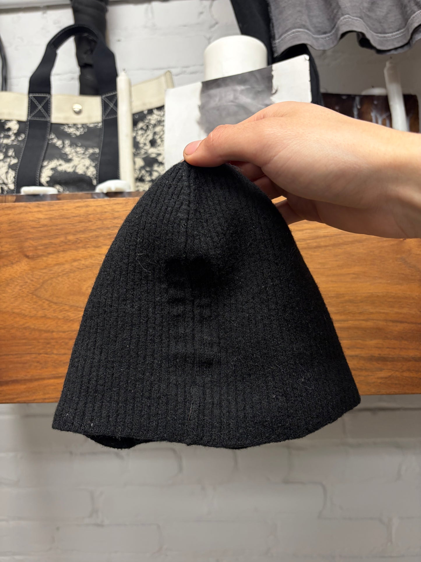 Rick Owens Black Ribbed Knit Beanie
