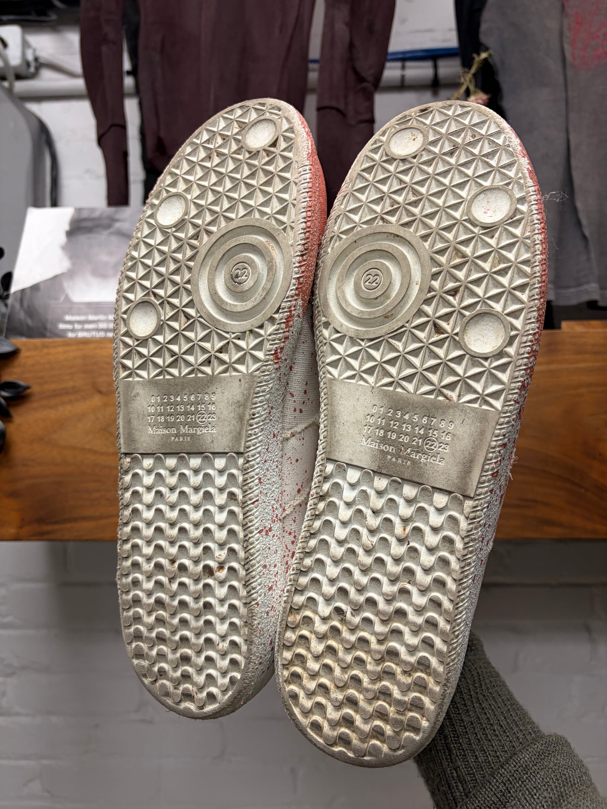 Maison Margiela Red Paint Splatter ‘G.A.T.’ Low Top Sneakers