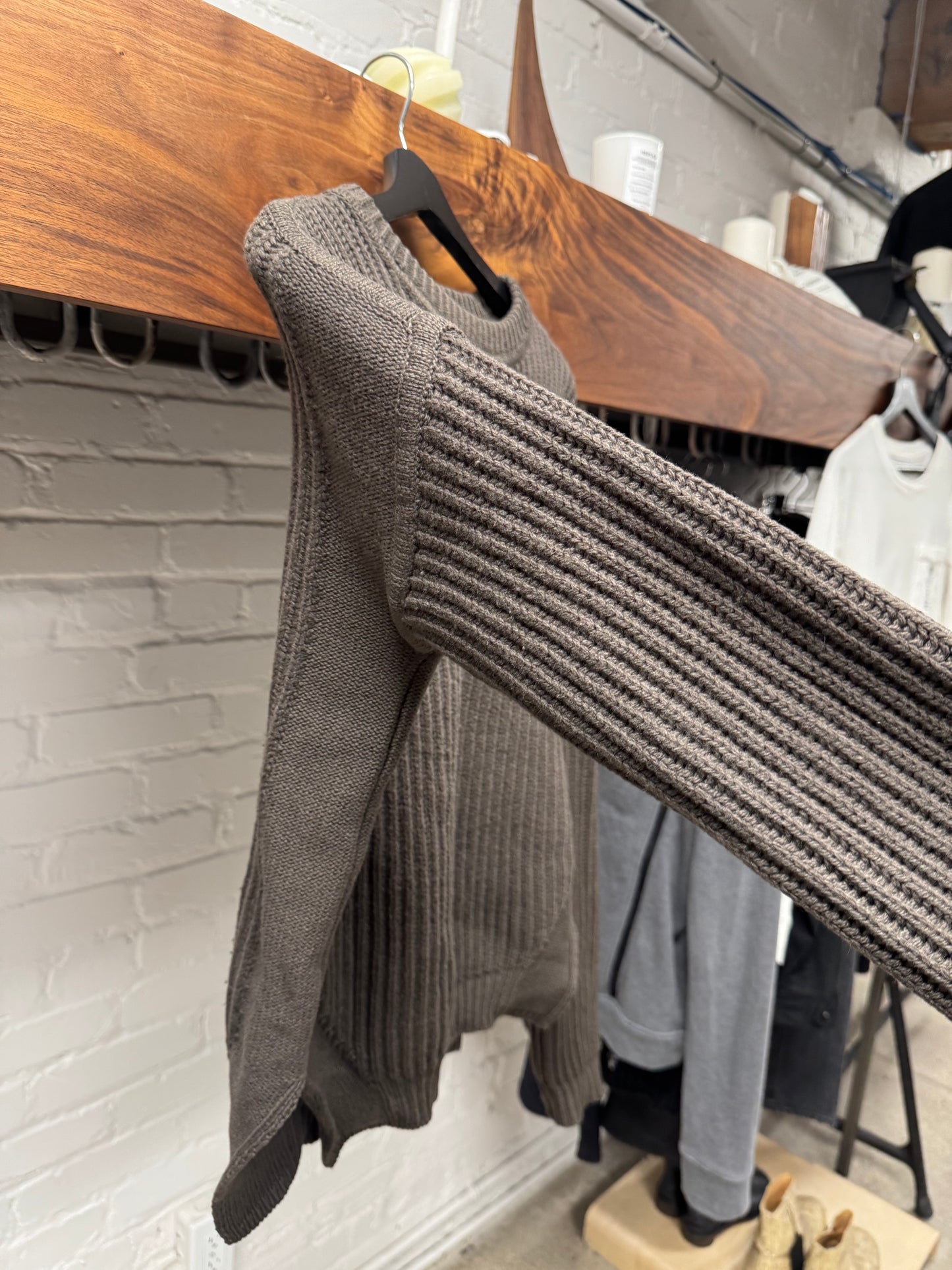 AW2018 Rick Owens ‘Sisyphus’ Ribbed ‘Dark Dust’ Knit Sweater
